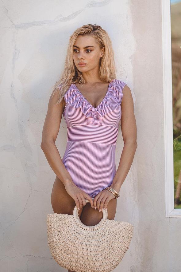 Women's Retro Striped One-Piece Swimsuit | Classic Vintage Beach Wear