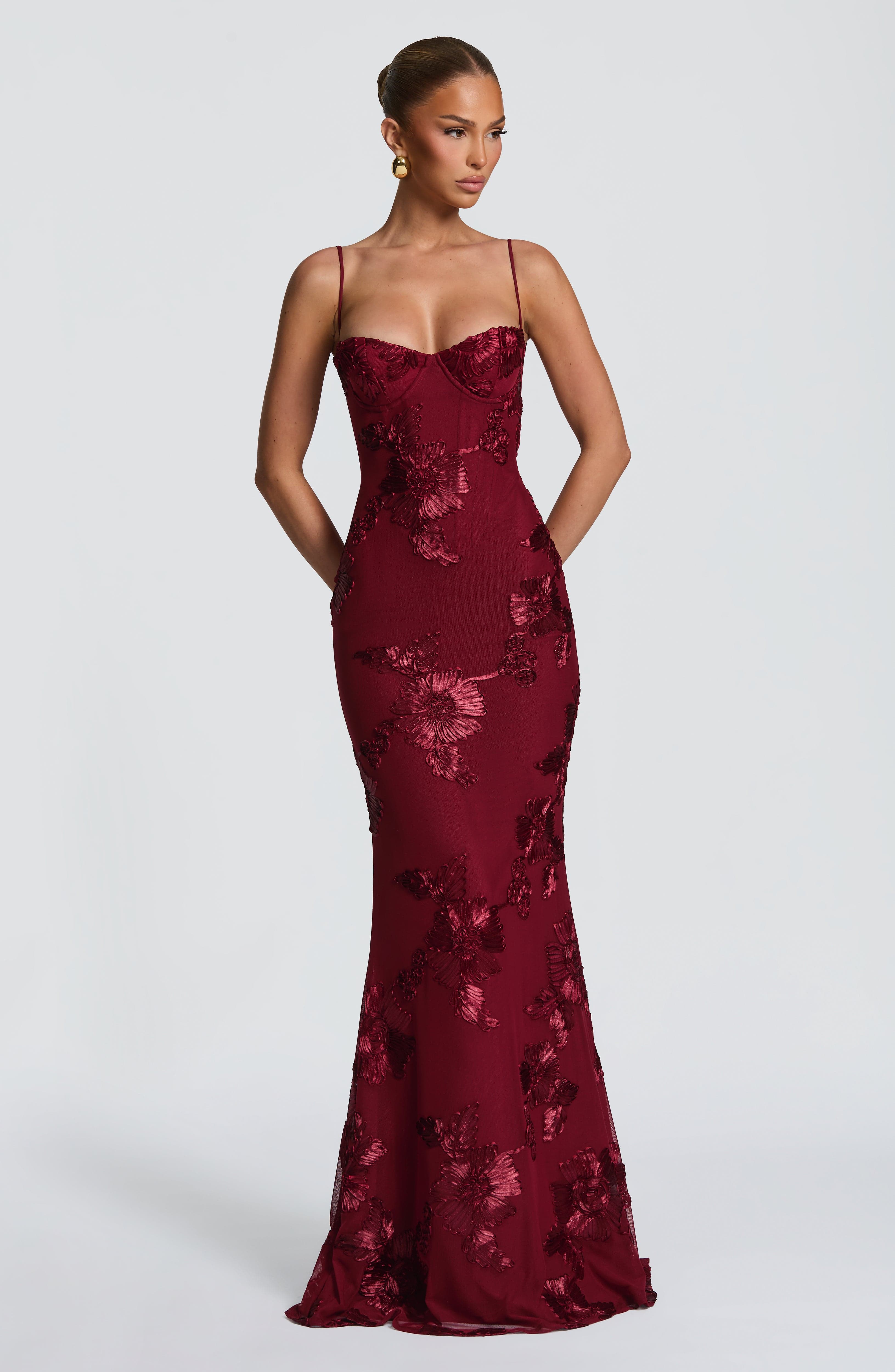 Women's satin maxi dress - front view