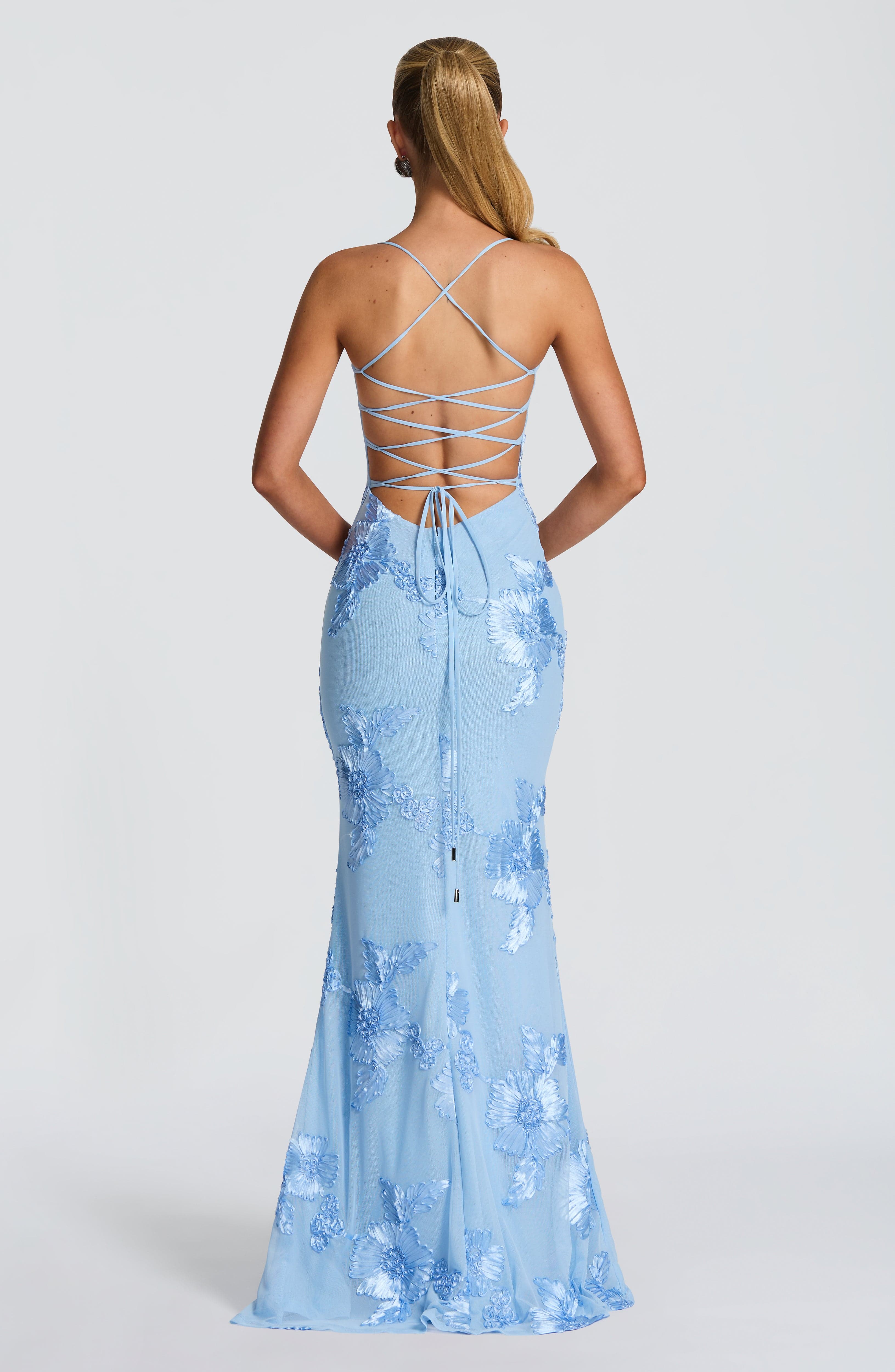 Women's satin maxi dress - alternate back view