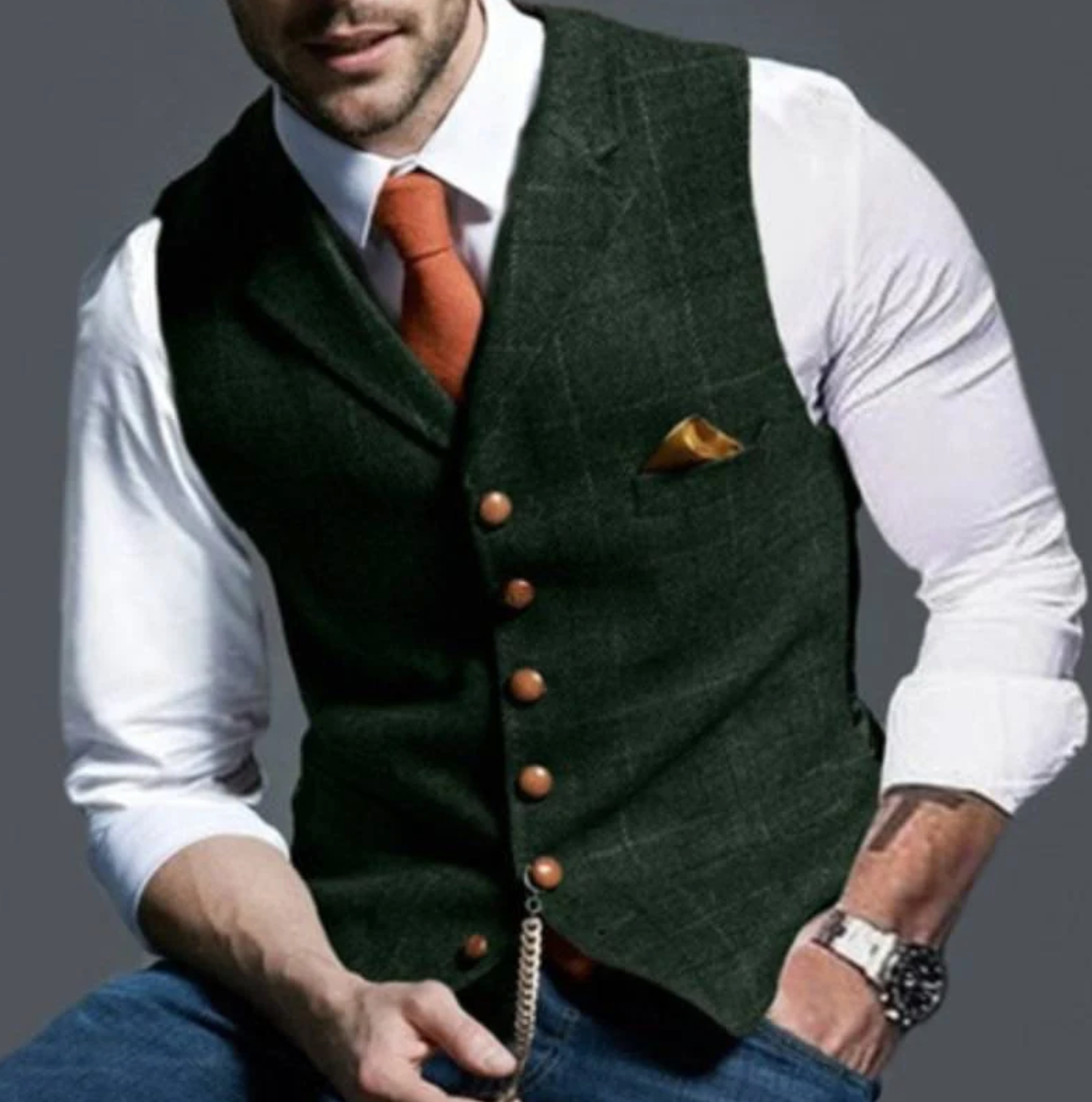 Men's elegant suit vest, alternate view 1