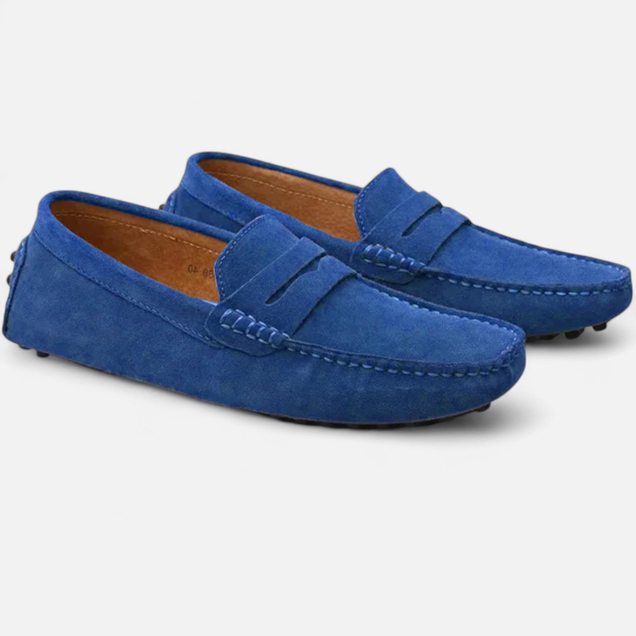 mens suede driver loafers | casual comfort slip-on shoes - side view