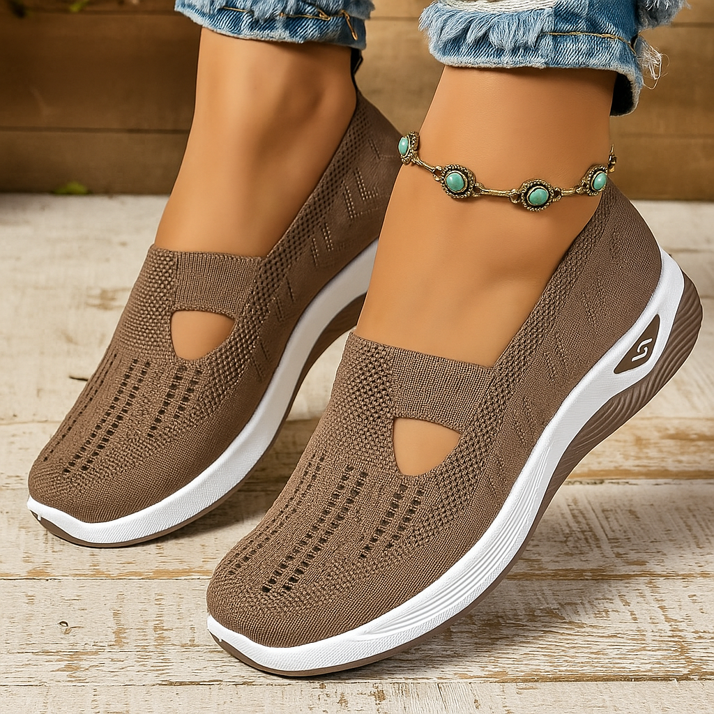 Women's green slip-on comfort shoes - alternate side view