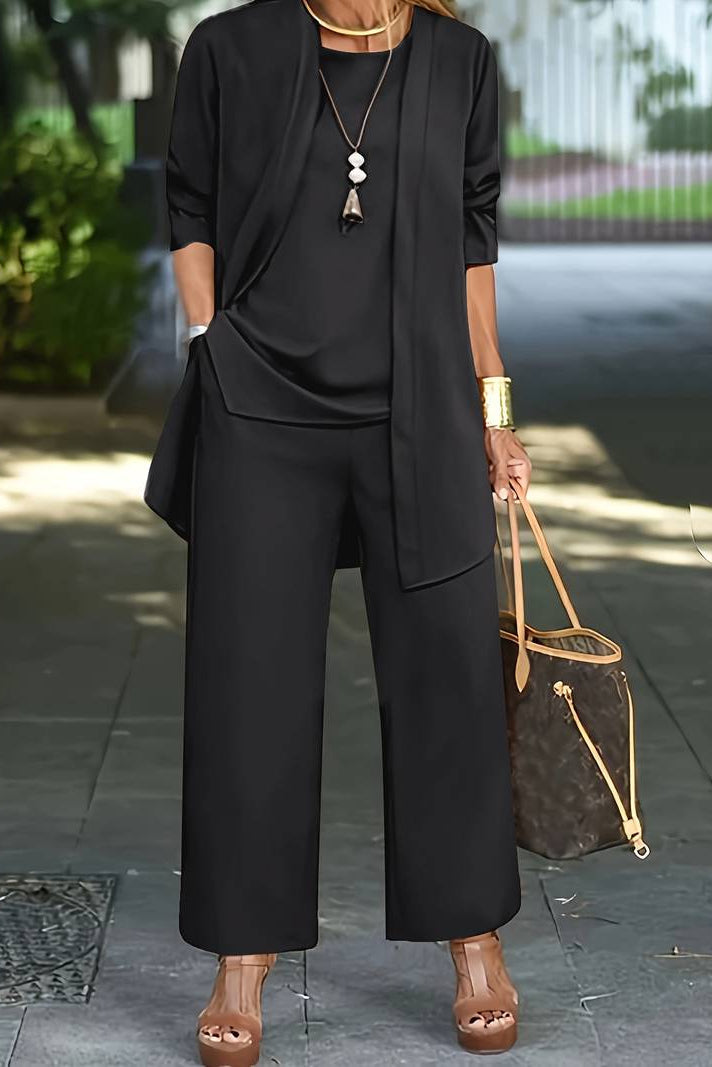 Women's 3-Piece Summer Lounge Set | Flowy Pants and Cover-Up