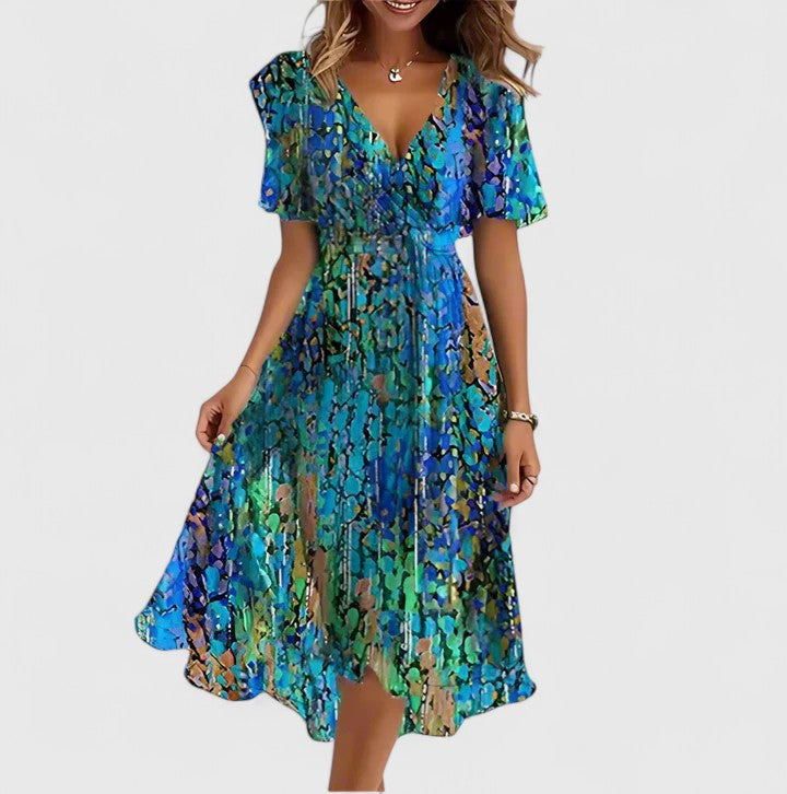 Women's Floral V-Neck Dress | Flutter Sleeve Wedding Guest & Summer Cocktail Dress