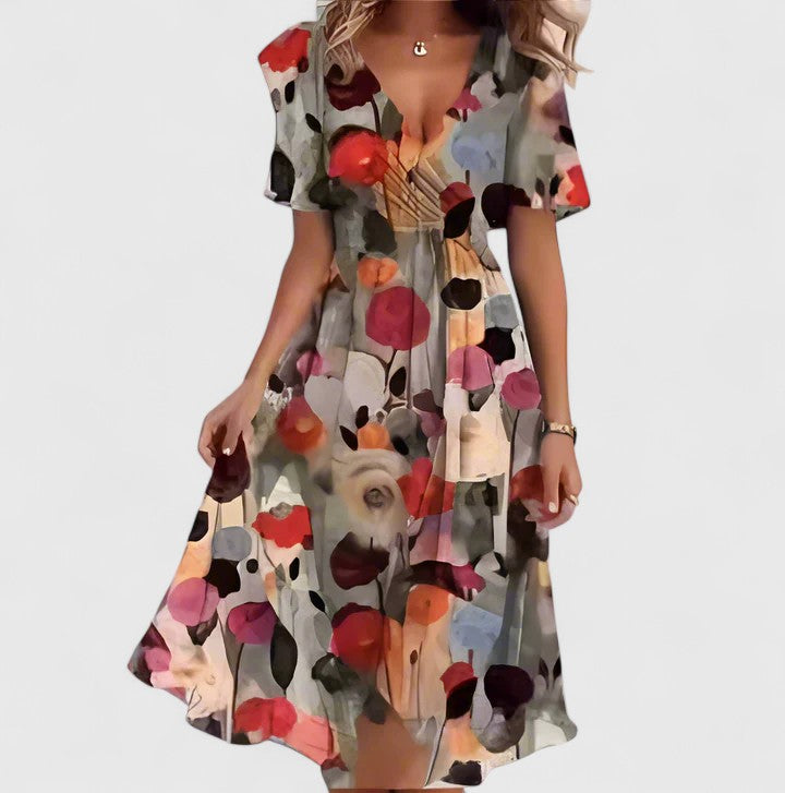 Women's Floral V-Neck Dress | Flutter Sleeve Wedding Guest & Summer Cocktail Dress
