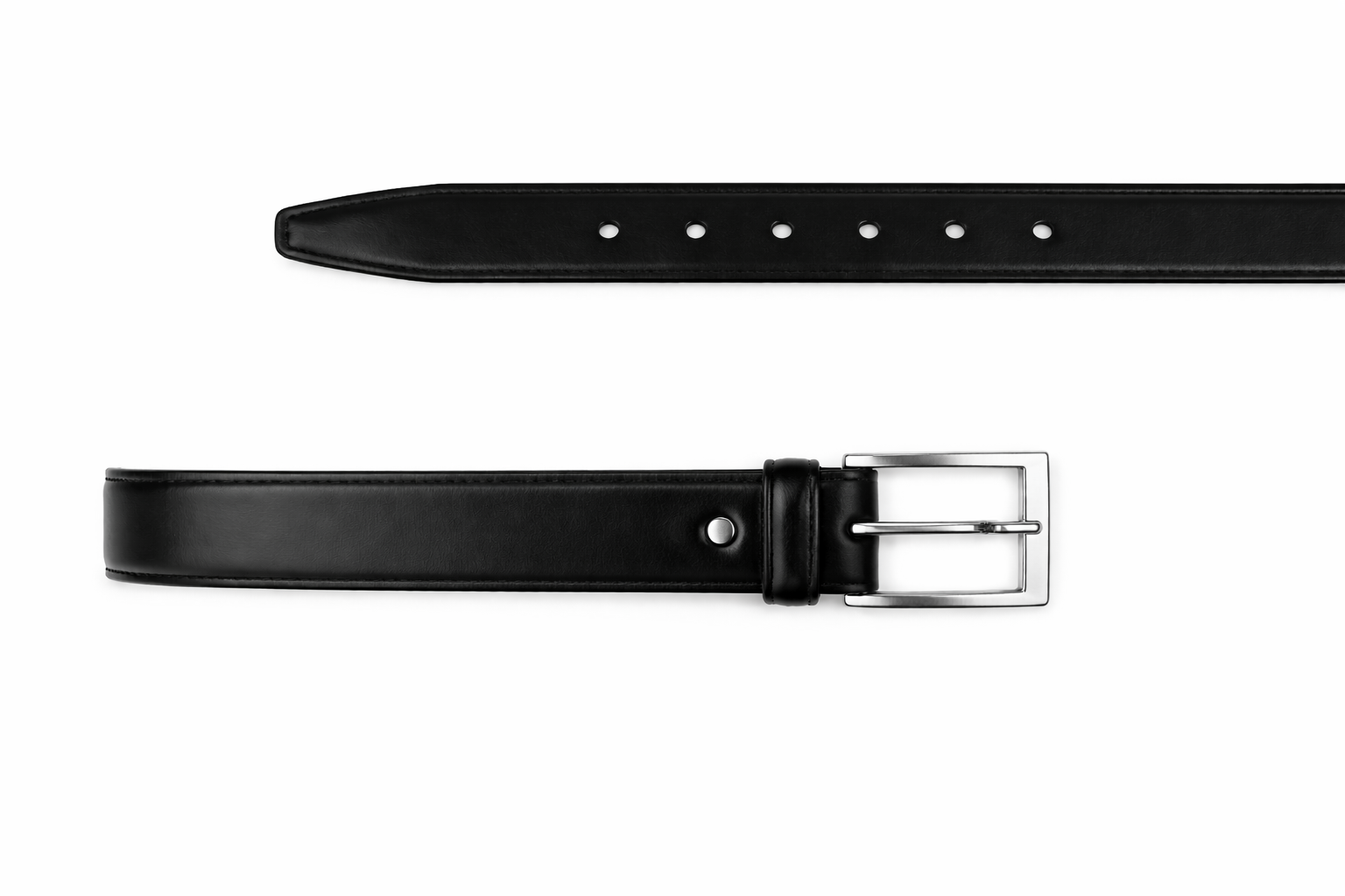 Mens Black Belt With Square Nickel Buckle (36 inches) (adults)