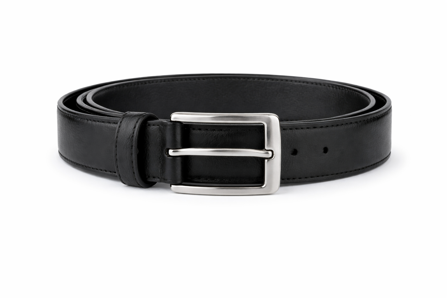 Mens Black Leather Belt With Buckle (36 inches) (adults)