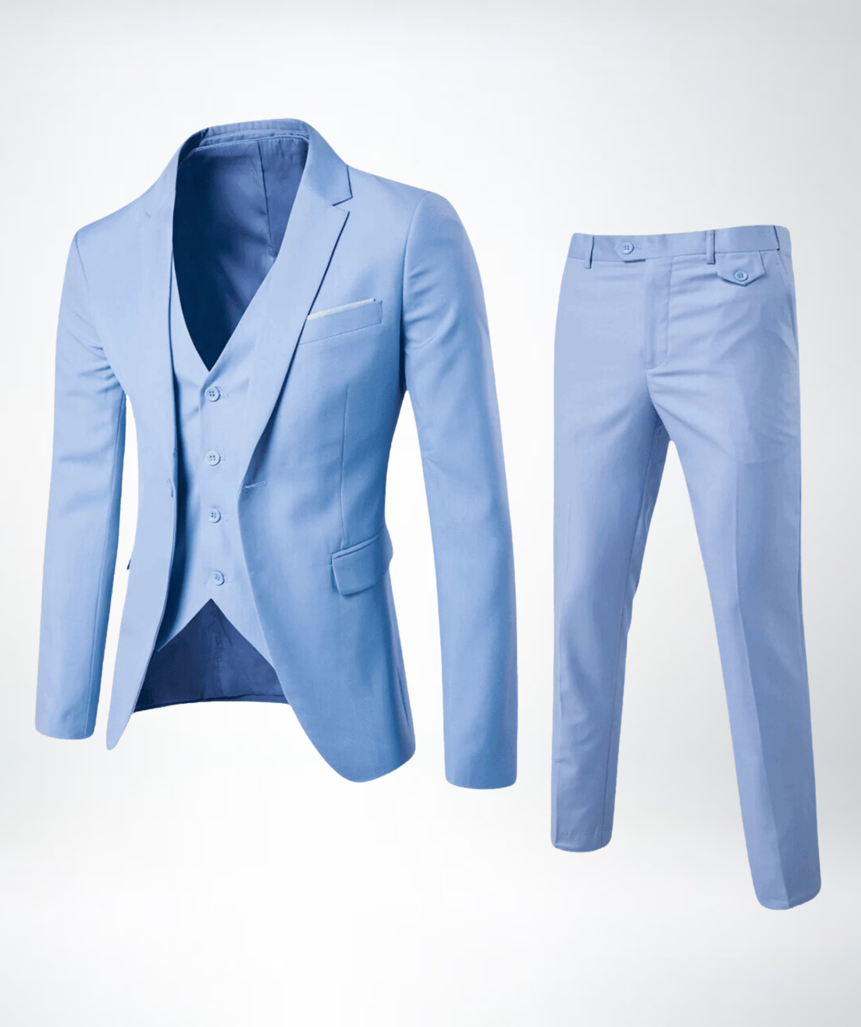 Men's elegant 3-piece suit - light blue color