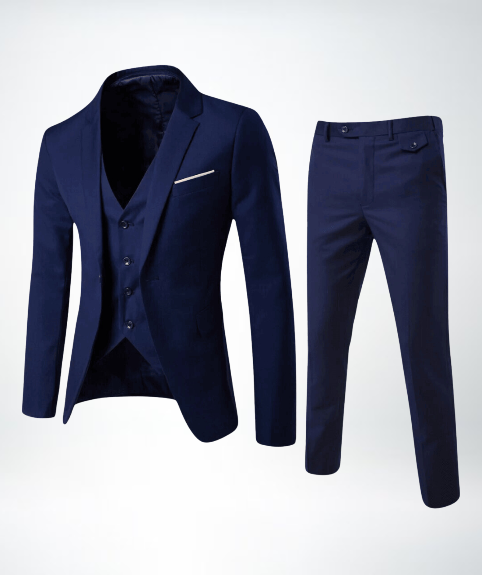 Men's elegant 3-piece suit - navy blue color