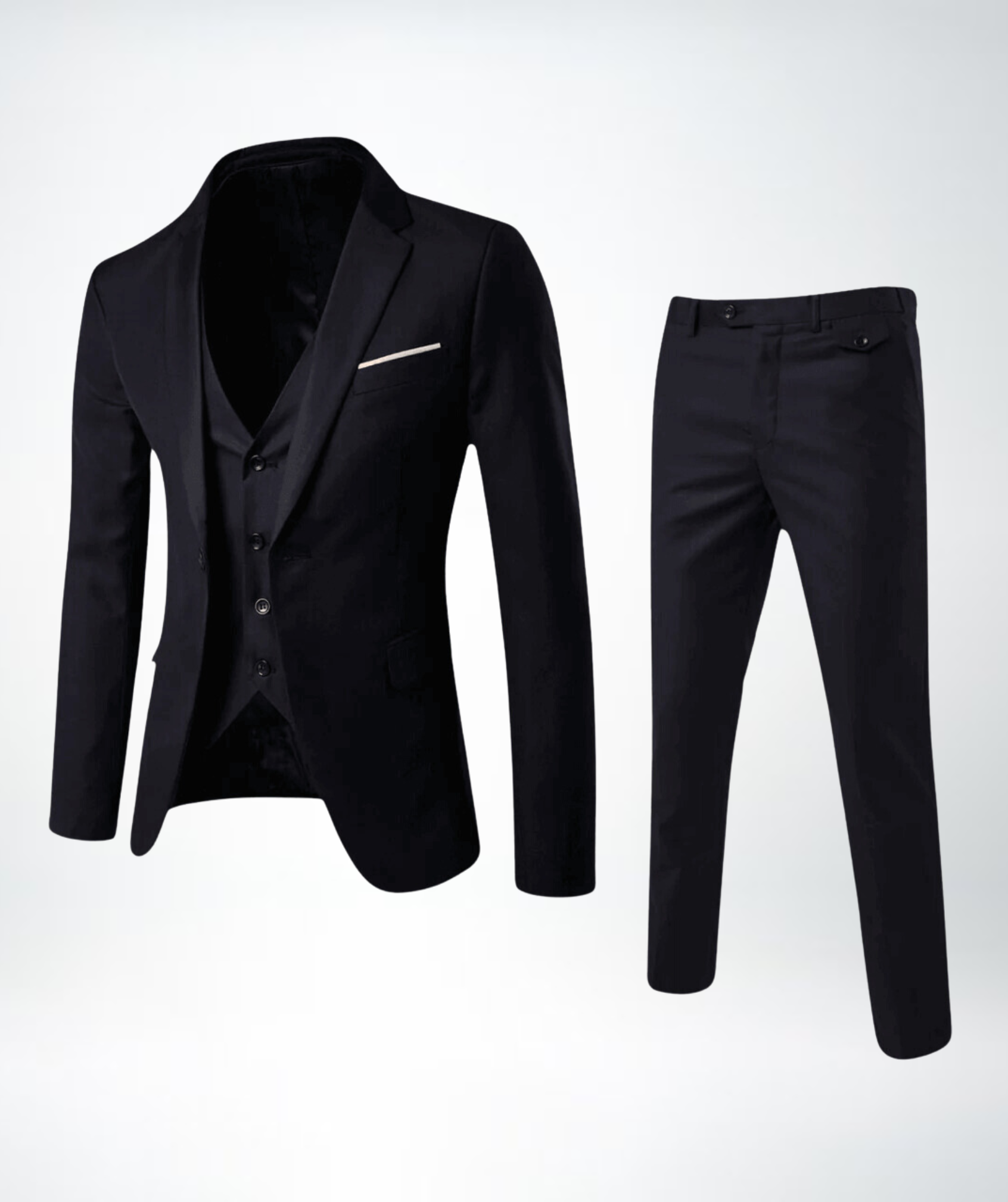 Men's elegant 3-piece suit - black color