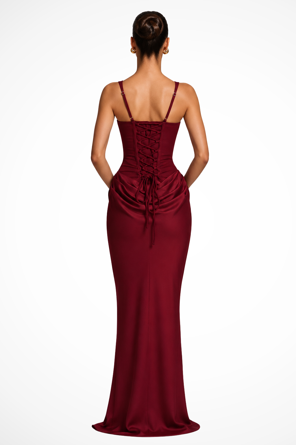 Women's Square Neck Corset Draped Maxi Dress | Wedding Guest Formal