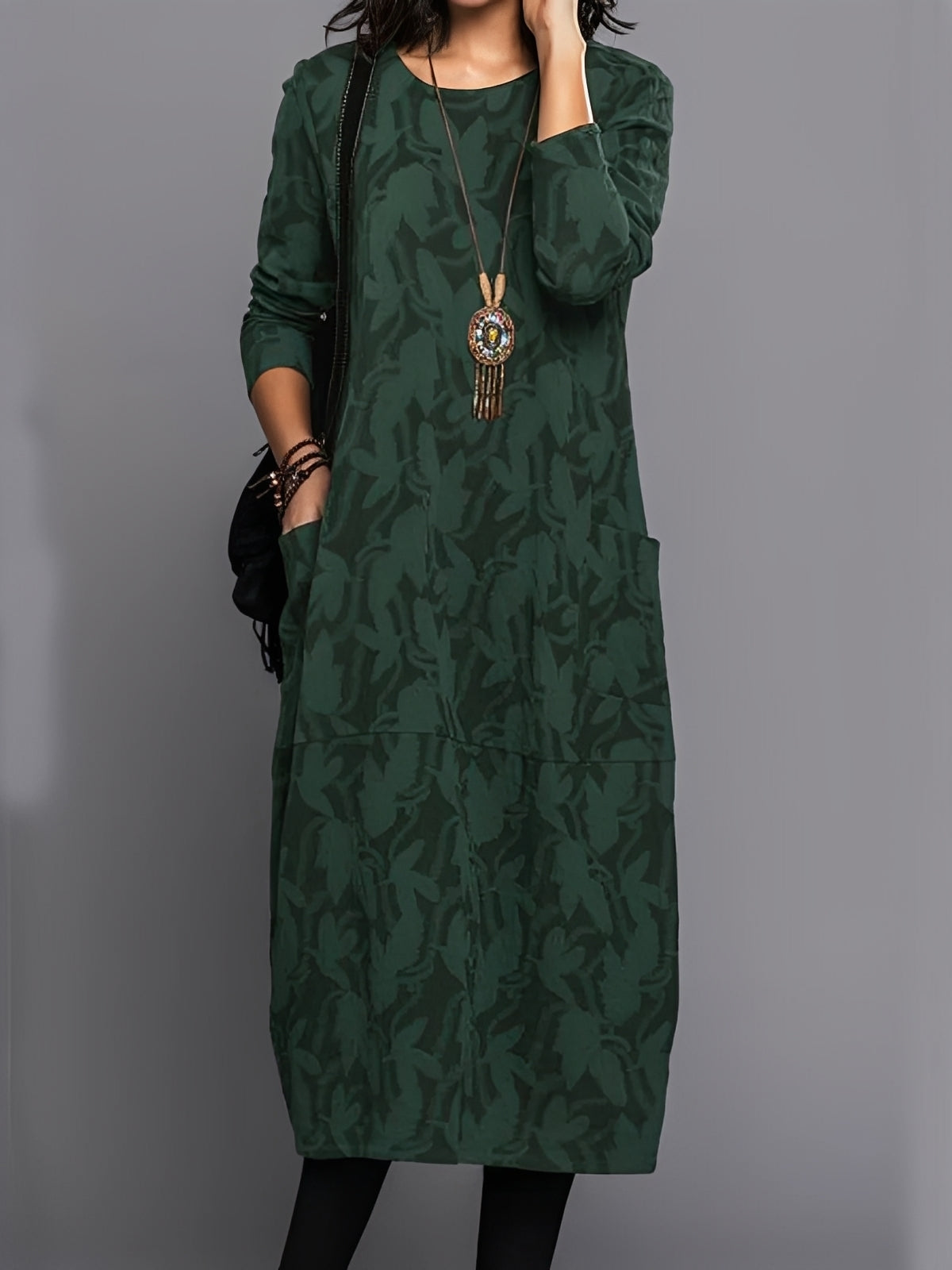 Women's Green Long Printed Everyday Summer Dress