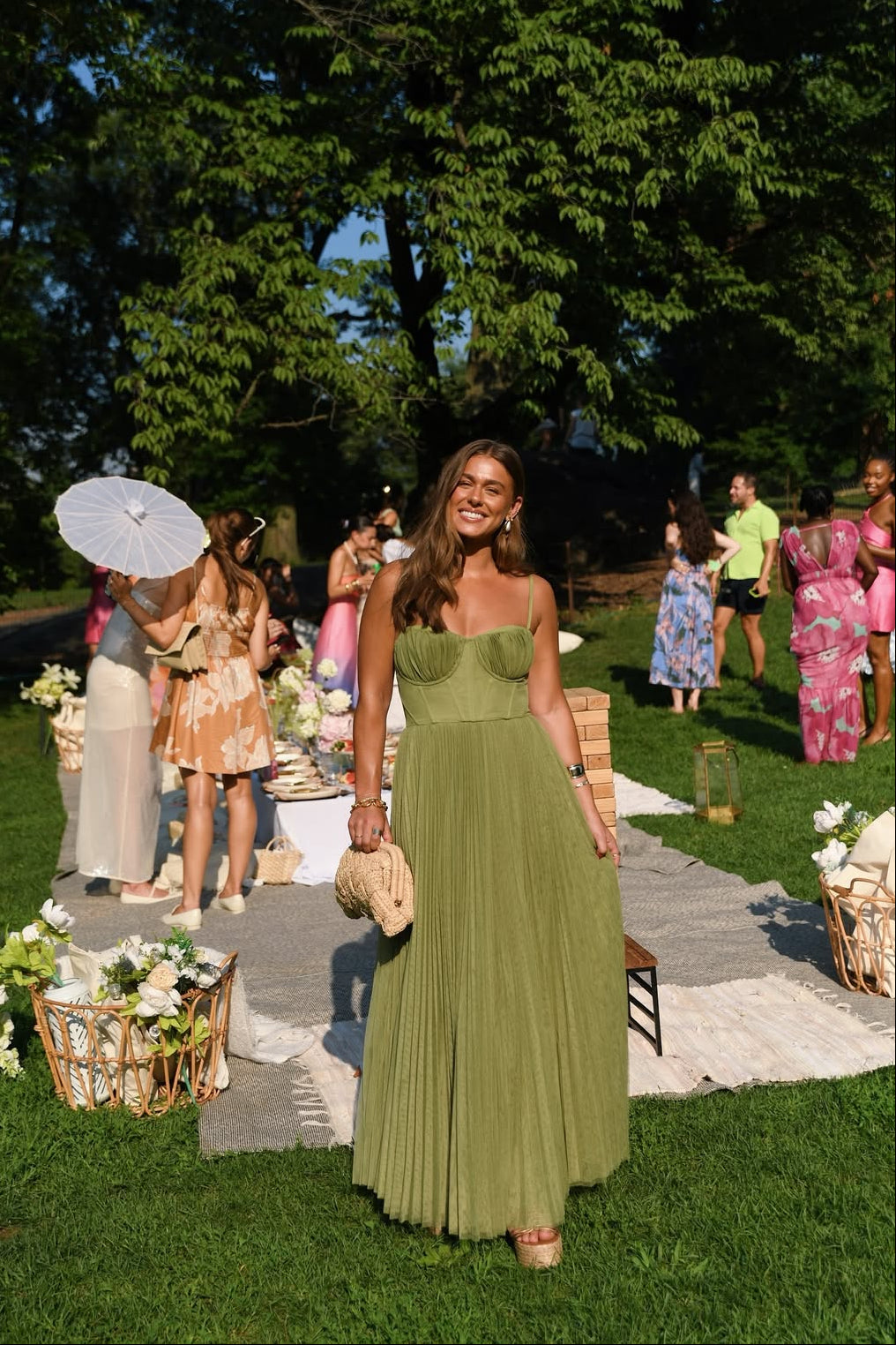 Women's Sleeveless Pleated Tulle Maxi Dress | Sweetheart Wedding Guest