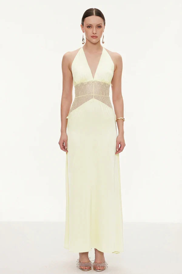 Women's Lace Trim Maxi Dress | Sleeveless Elegant Evening Gown