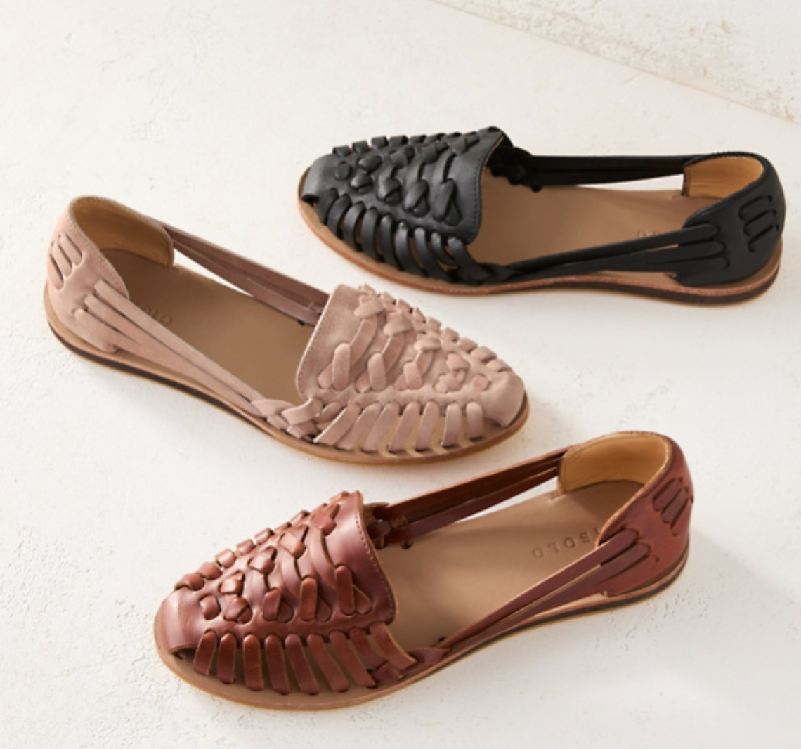 Women's Woven Closed Toe Slip-On Flat Sandals | Buckle Accent Detail