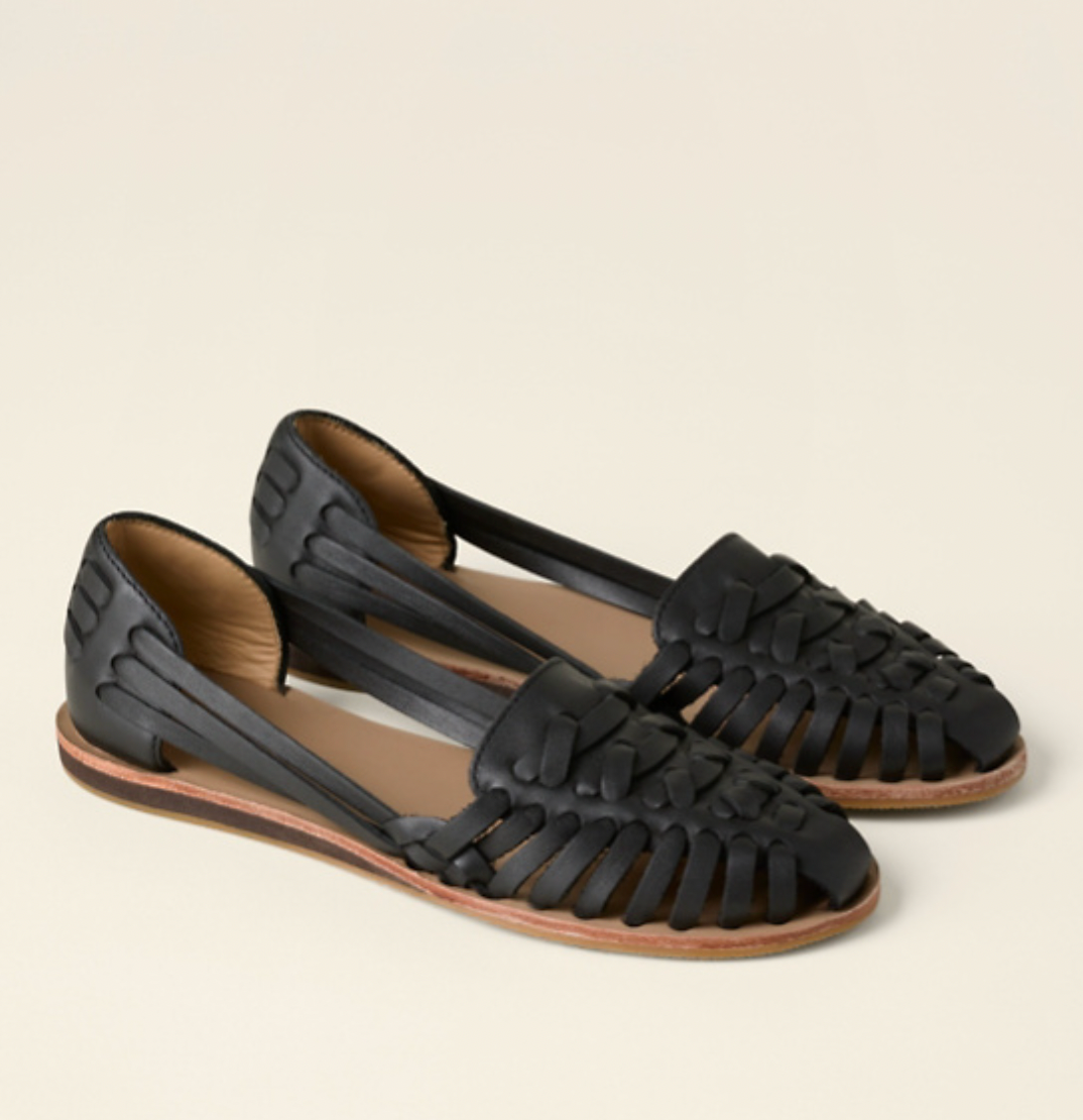 Women's Woven Closed Toe Slip-On Flat Sandals | Buckle Accent Detail
