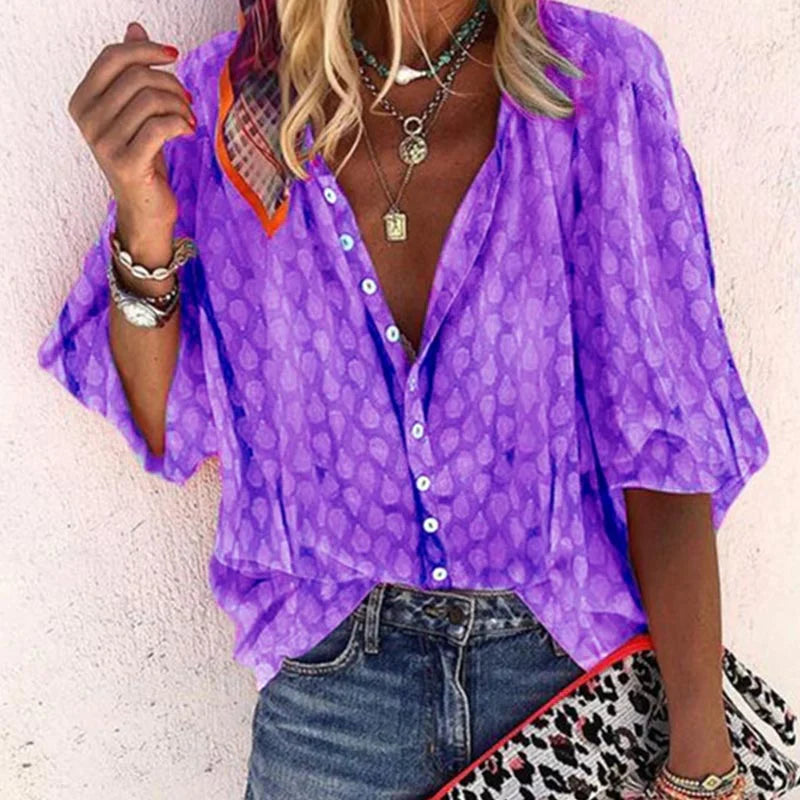 Women's Blue Lightweight Summer Blouse | Casual Trendy Everyday Top