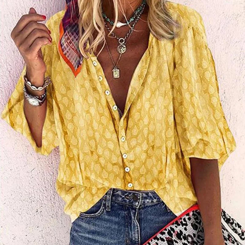 Women's Blue Lightweight Summer Blouse | Casual Trendy Everyday Top