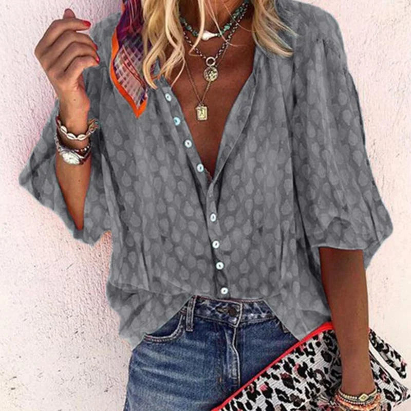 Women's Blue Lightweight Summer Blouse | Casual Trendy Everyday Top
