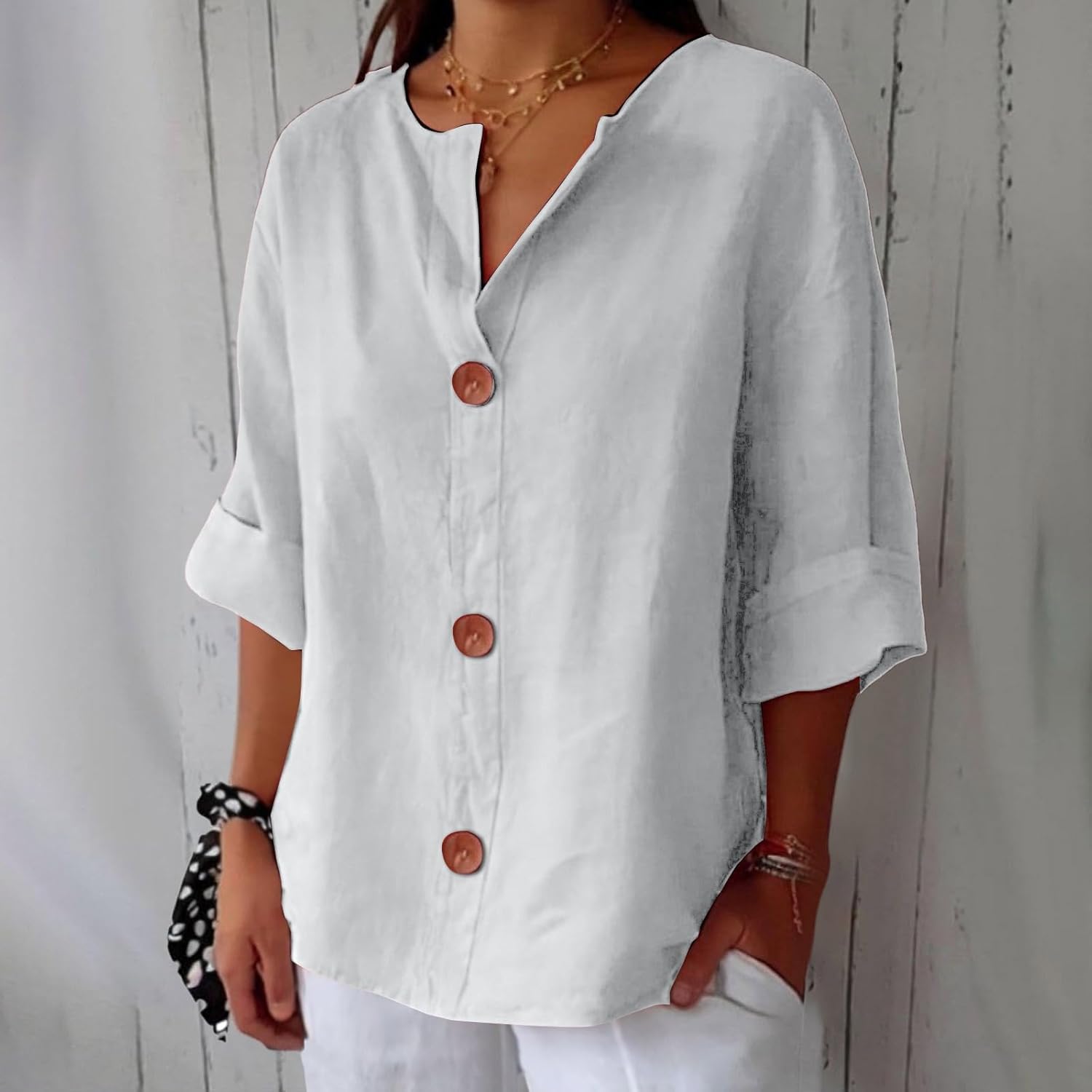 Women's Blue Loose-Fit Lightweight Summer Blouse | Casual Top