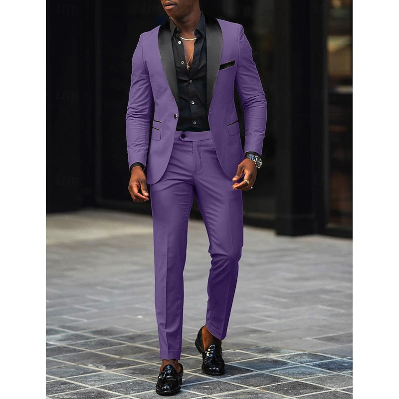 Men's Single Button Slim Fit Two-Piece Suit | Formal Attire