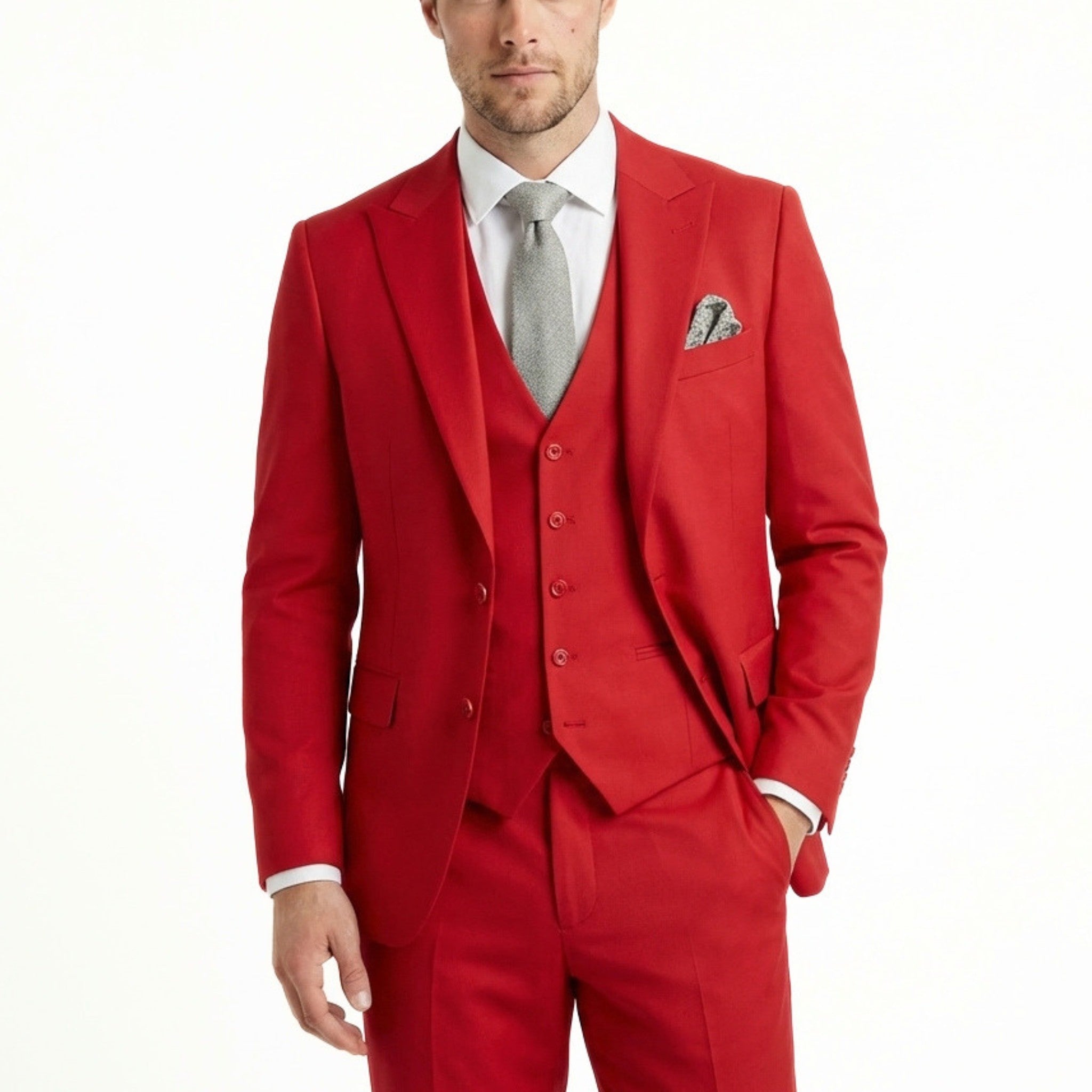 Men's Woven Fabric 3-Piece Single Breasted Suit | Formal Wedding Set