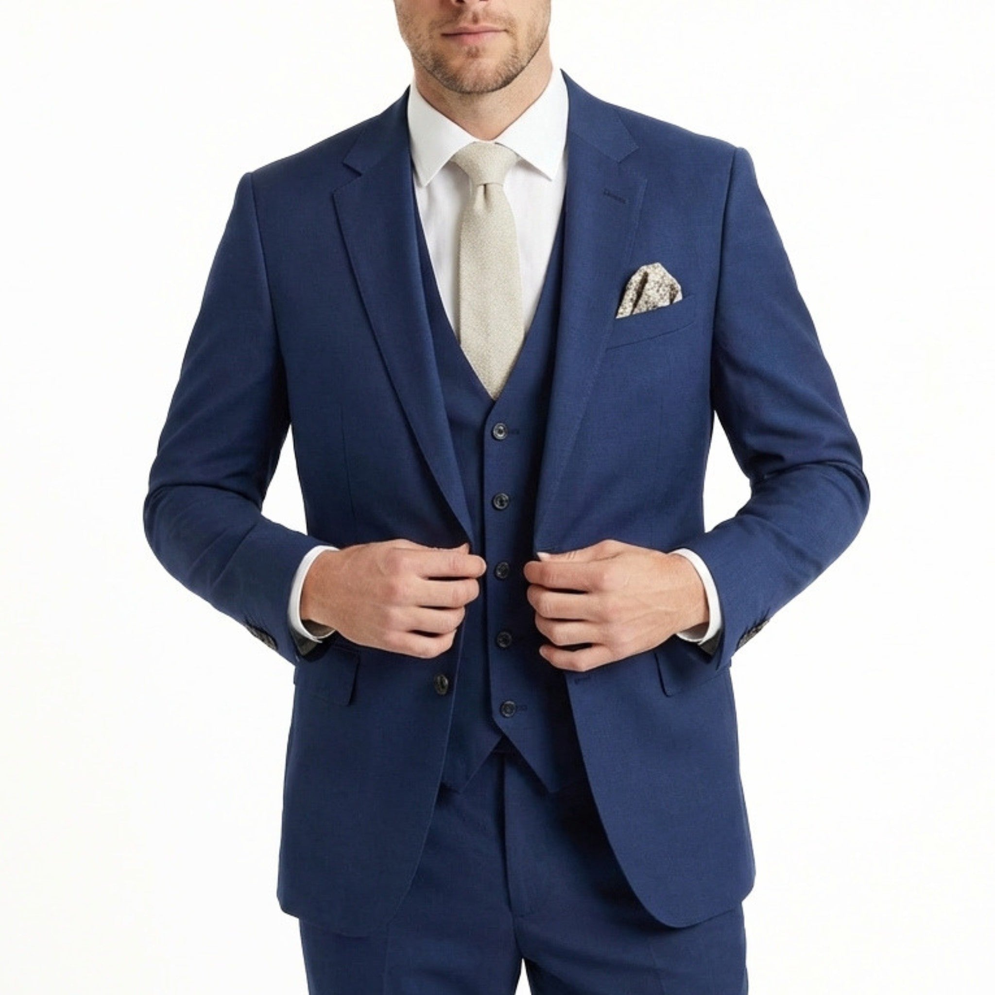 Men's Woven Fabric 3-Piece Single Breasted Suit | Formal Wedding Set