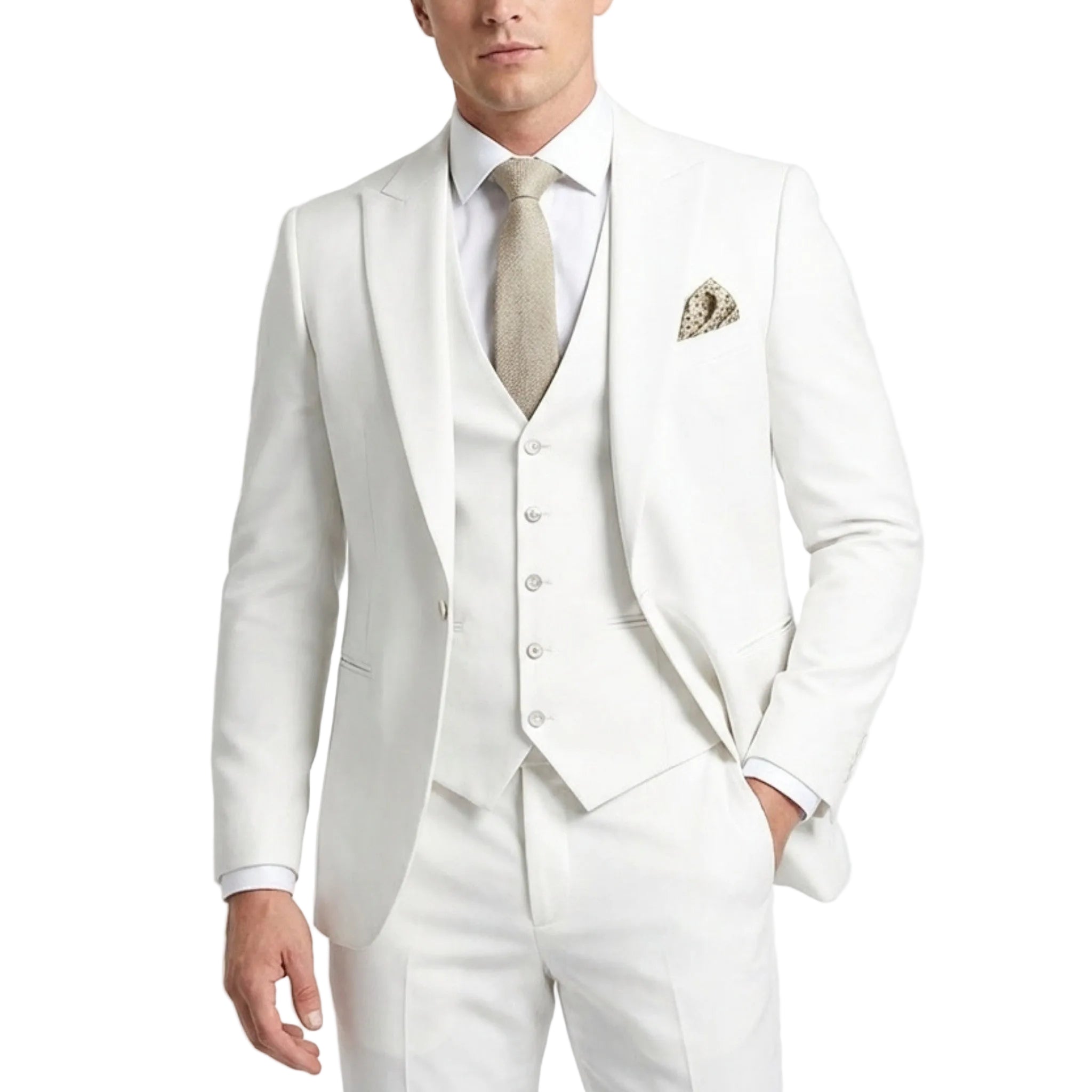 Men's Woven Fabric 3-Piece Single Breasted Suit | Formal Wedding Set
