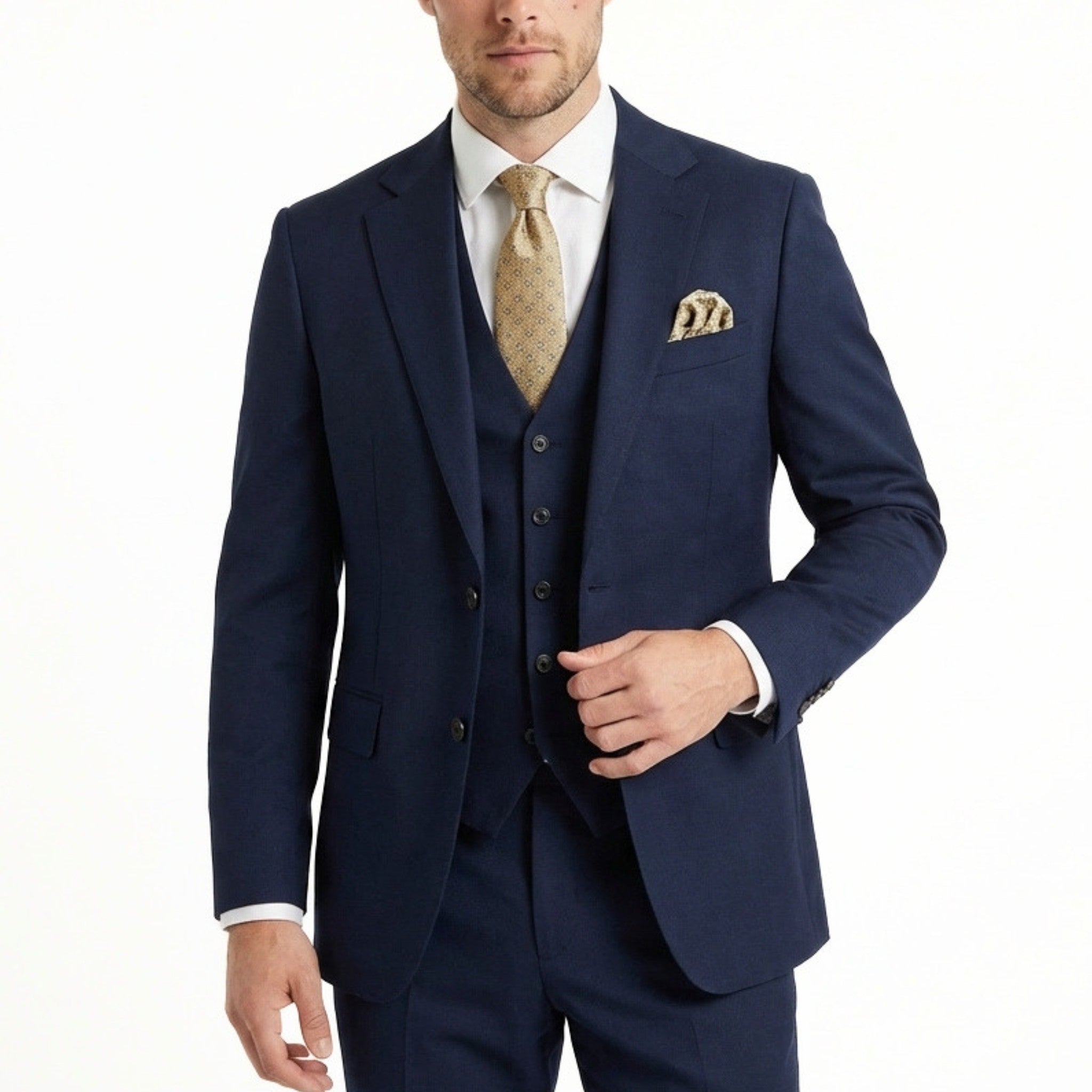 Men's Woven Fabric 3-Piece Single Breasted Suit | Formal Wedding Set