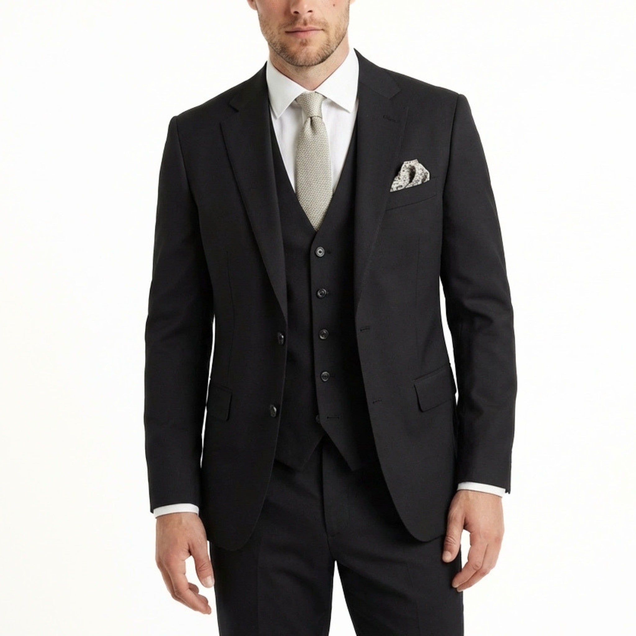 Men's Woven Fabric 3-Piece Single Breasted Suit | Formal Wedding Set