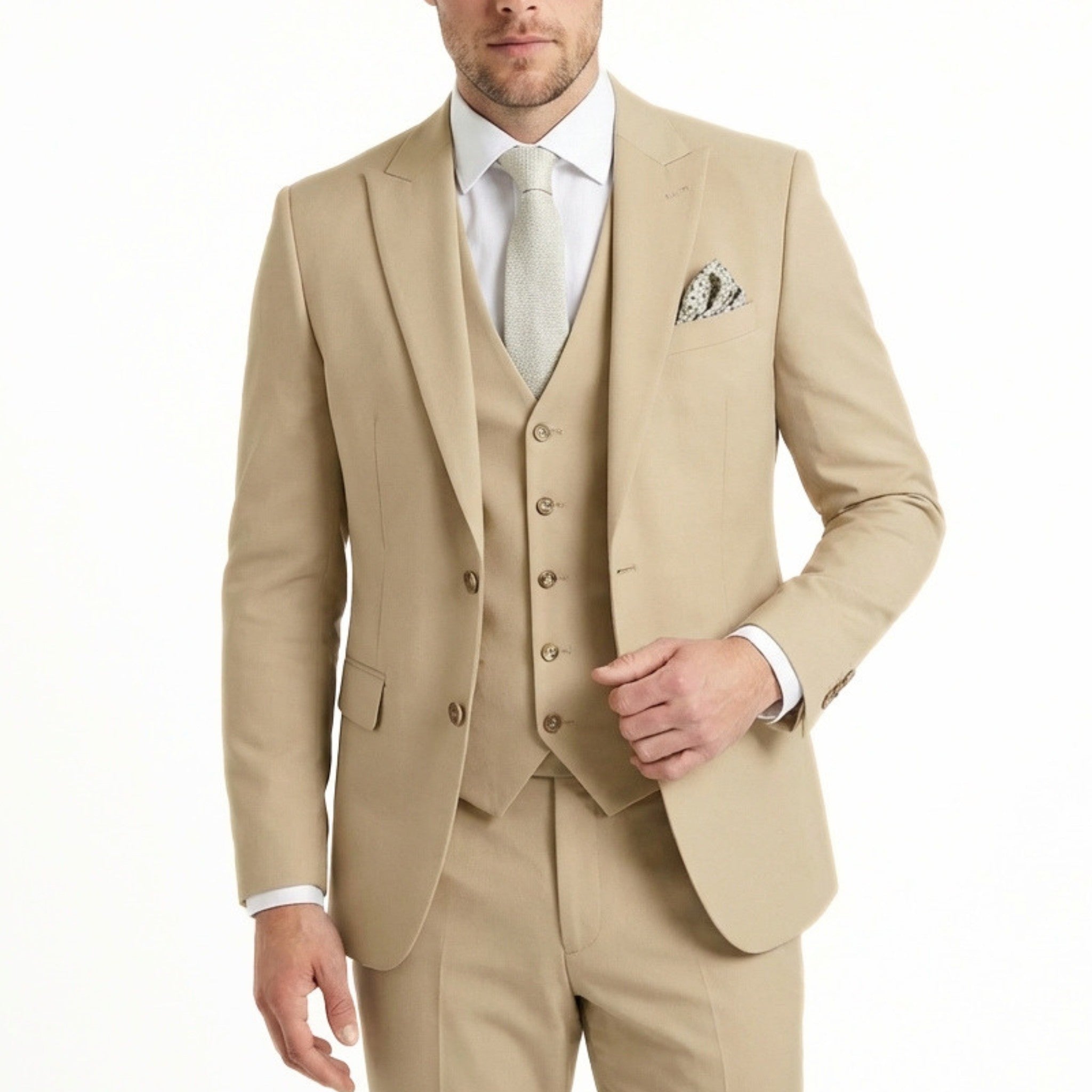 Men's Woven Fabric 3-Piece Single Breasted Suit | Formal Wedding Set