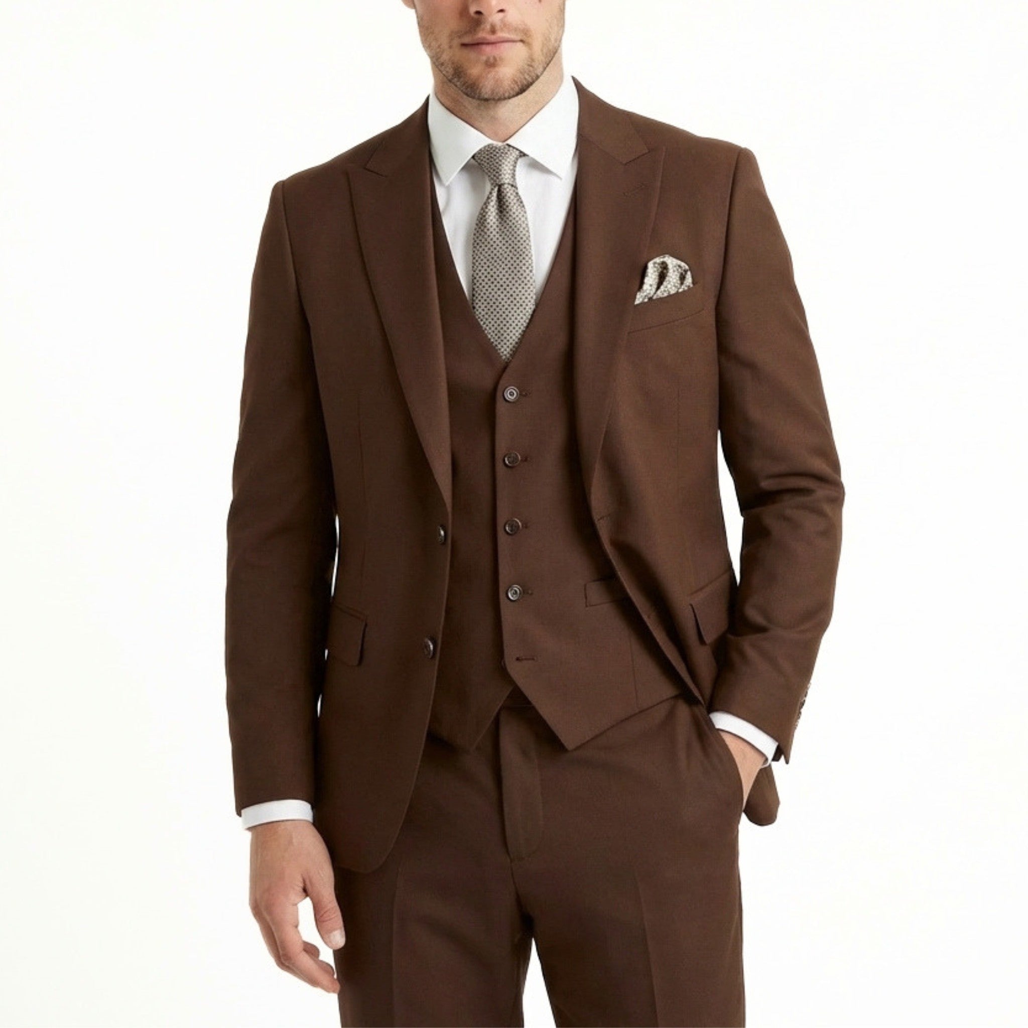 Men's woven fabric 3-piece suit, jacket detail view