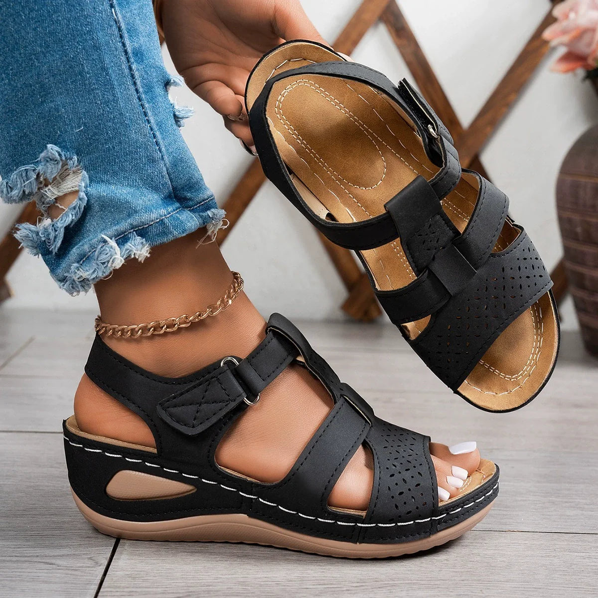 Women's Orthopaedic Arch Support Wedge Sandals | Cushioned Shoes