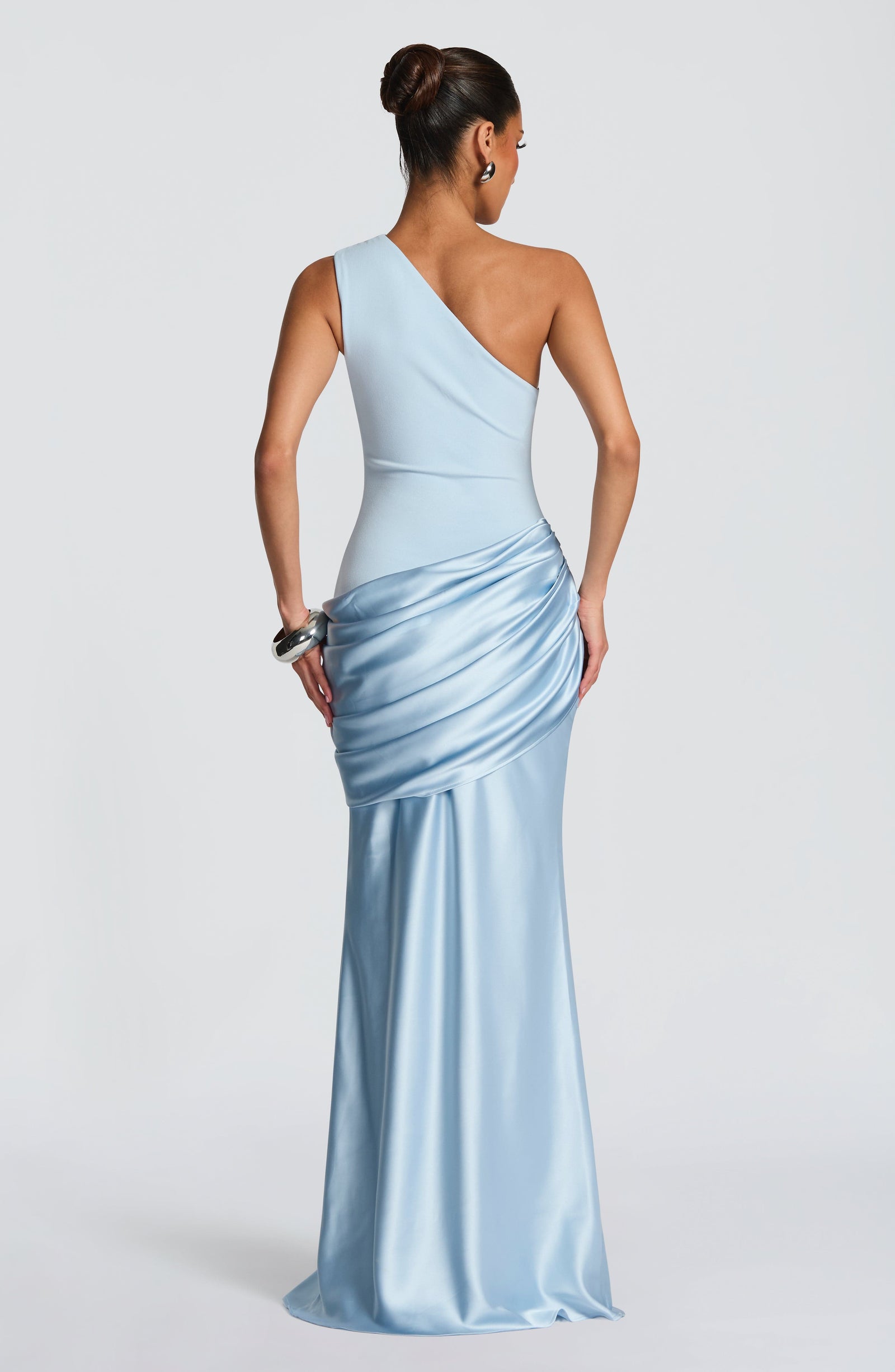Women's Brown One-Shoulder Maxi Wedding Guest Dress