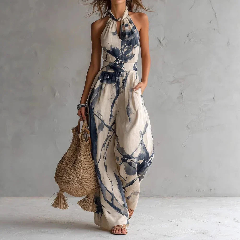 Women's Black Flowy Halter Maxi Dress | Sleeveless Casual Summer Beach Dress