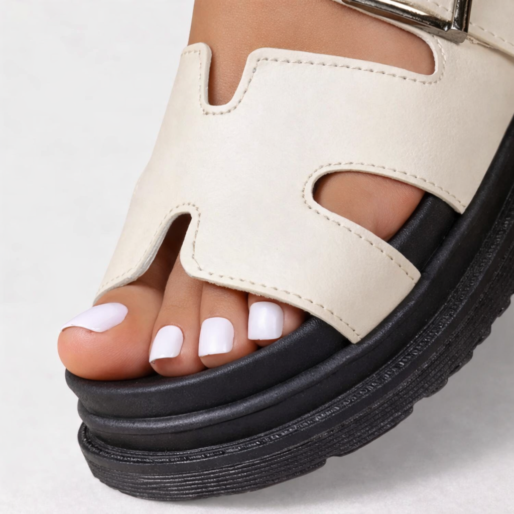 Women's Multi-Strap Buckle Open Toe Flatform Sandals Summer Casual