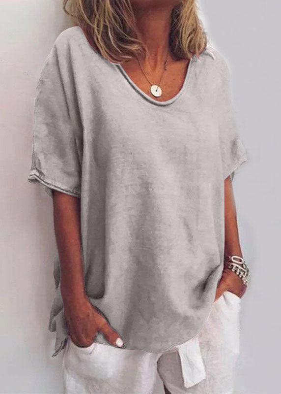 Women's Grey Loose-Fit Blouse | Casual Relaxed Top