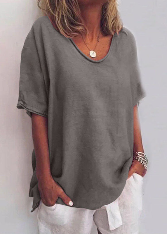 Women's Grey Loose-Fit Blouse | Casual Relaxed Top