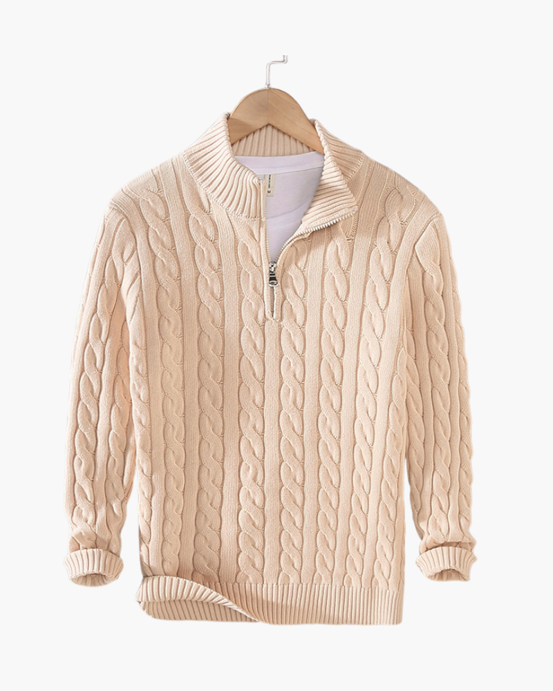 Men's Half-Zip Knit Sweater | Warm Casual Long Sleeve Knitwear