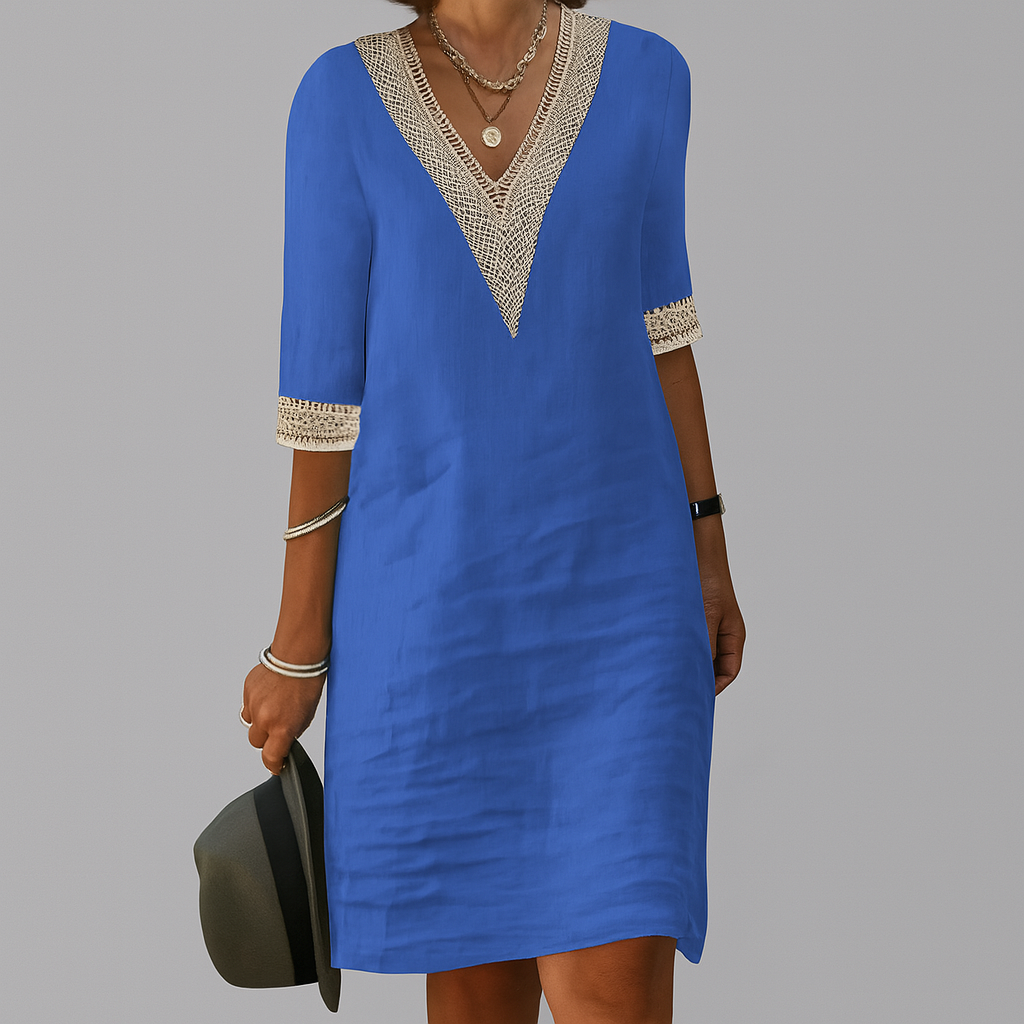 Women's White Linen Summer Dress | Casual Lightweight Flowy Dress