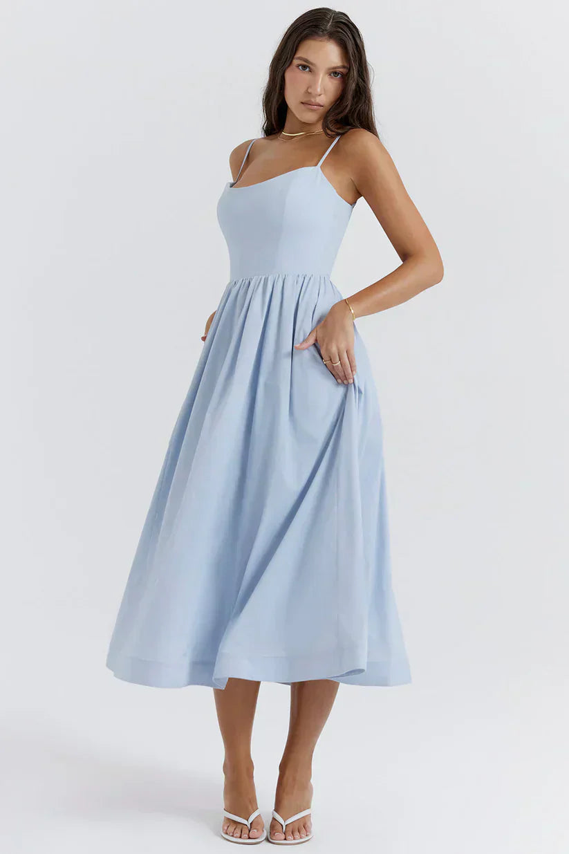 Women's Pink Sleeveless Fitted Midi Dress | Elegant Casual Summer & Formal Dress