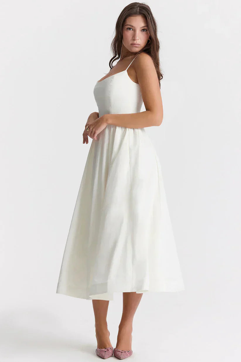 Women's Pink Sleeveless Fitted Midi Dress | Elegant Casual Summer & Formal Dress