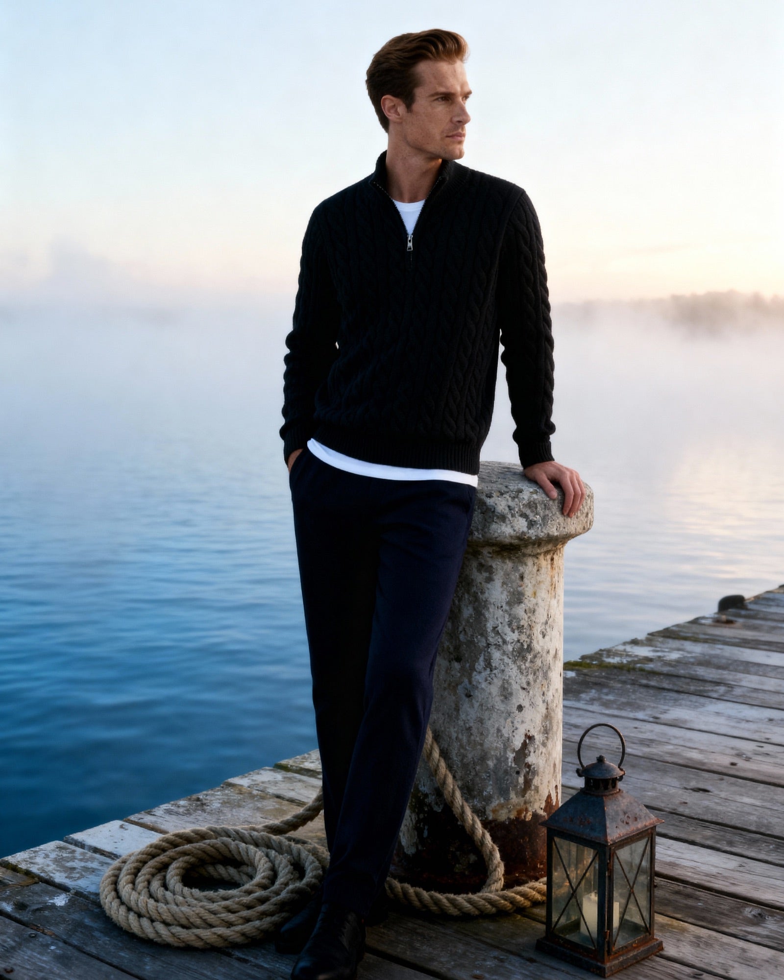 Men's Half-Zip Knit Sweater | Warm Casual Long Sleeve Knitwear