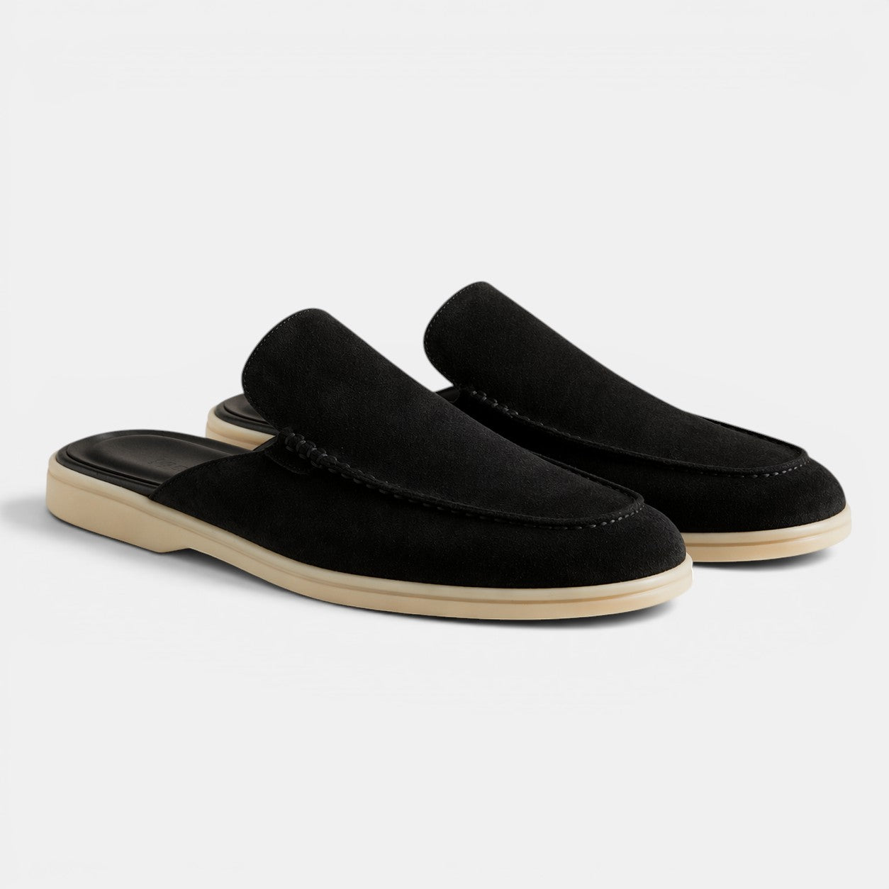 mens slip-on suede mules | casual luxury summer footwear - full view