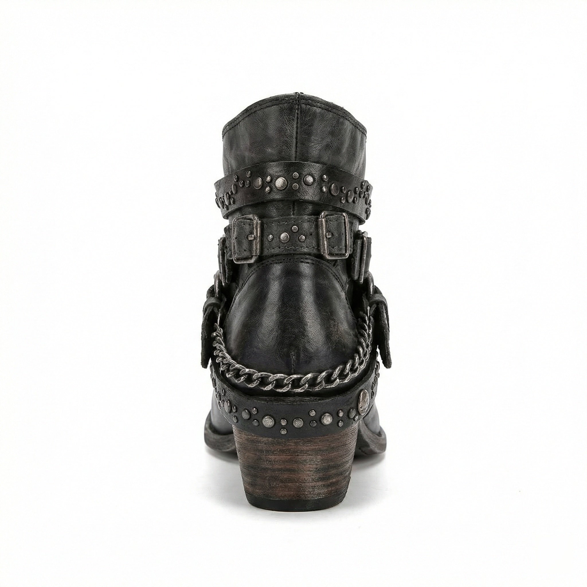 Women's Vintage Chain-Detail Ankle Boots | Block Heel