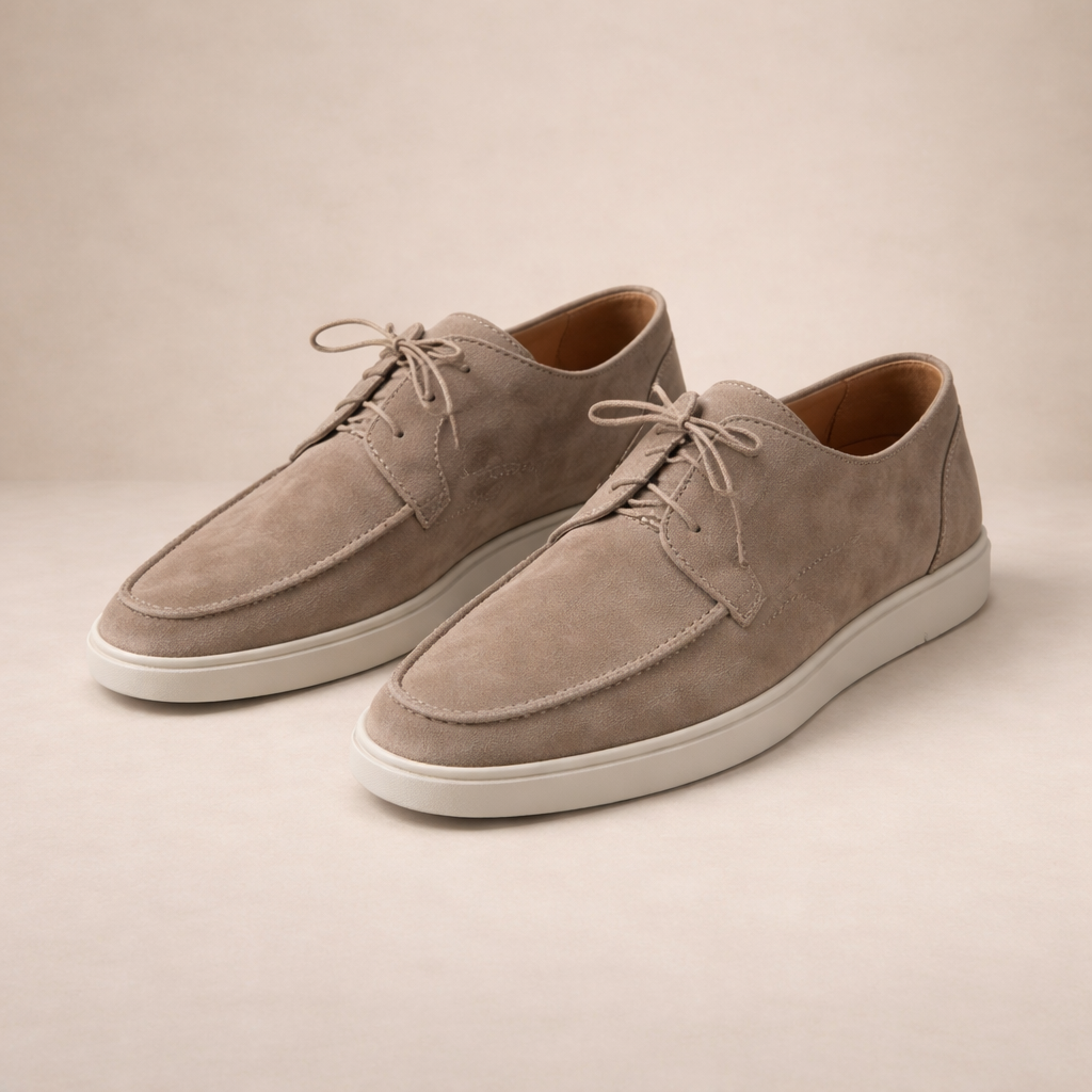 mens suede lace-up dress shoes | classic closed toe oxford loafers - front view