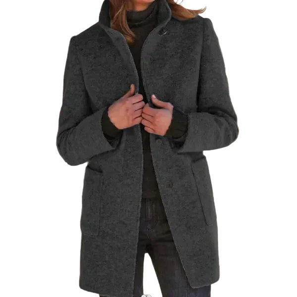 womens classic long coat | timeless elegant overcoat - full view