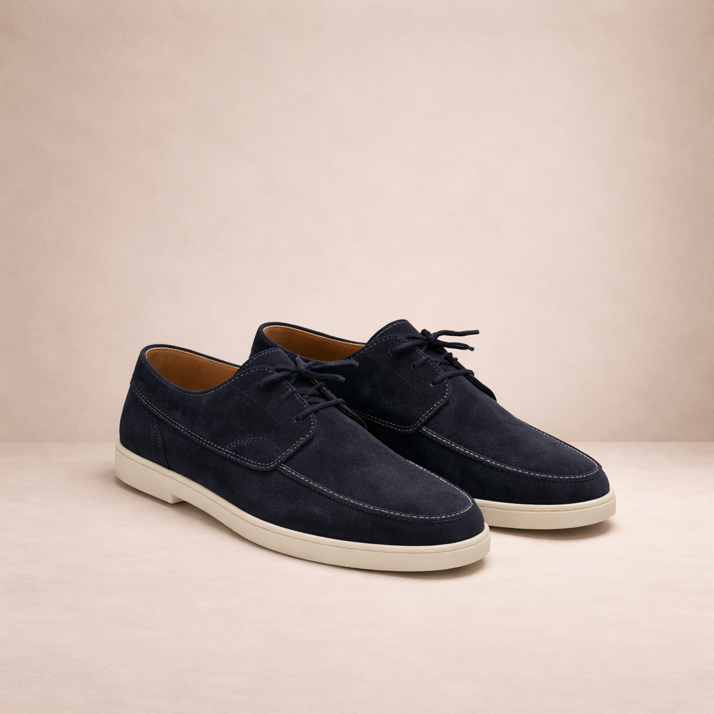 mens suede lace-up dress shoes | classic closed toe oxford loafers - back view