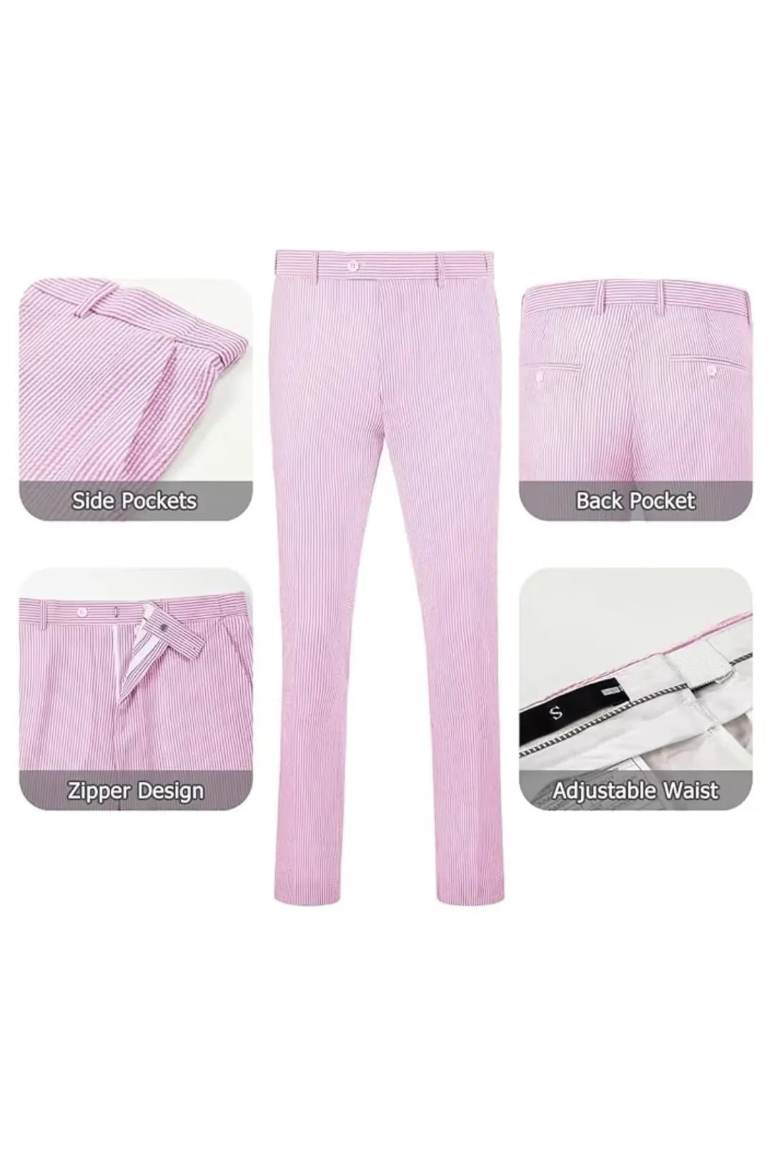 Men's Striped Seersucker 2-Piece Suit | Summer Blazer and Pants