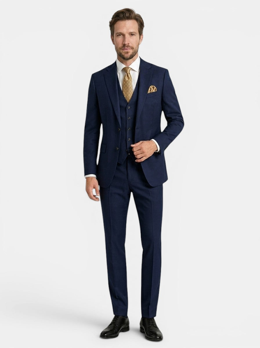 Men's classic slim fit 3-piece suit, full set view